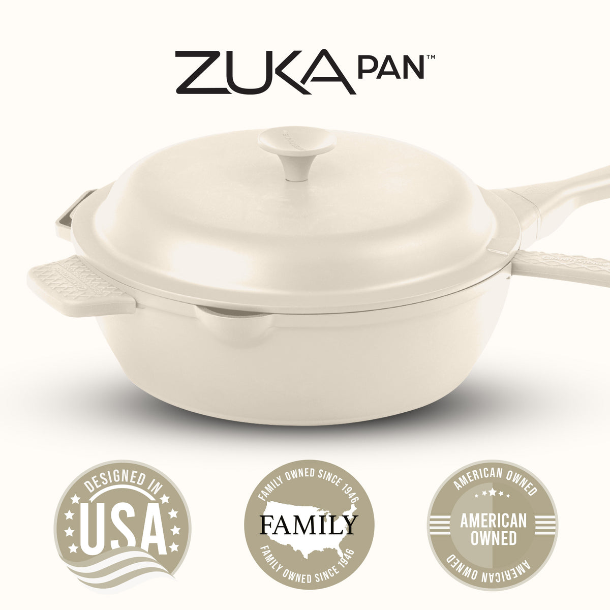 Granitestone 8" Zuka Pan – 4-Piece Multi-Functional Everyday Pan Set with Lid, & Nylon Spoon