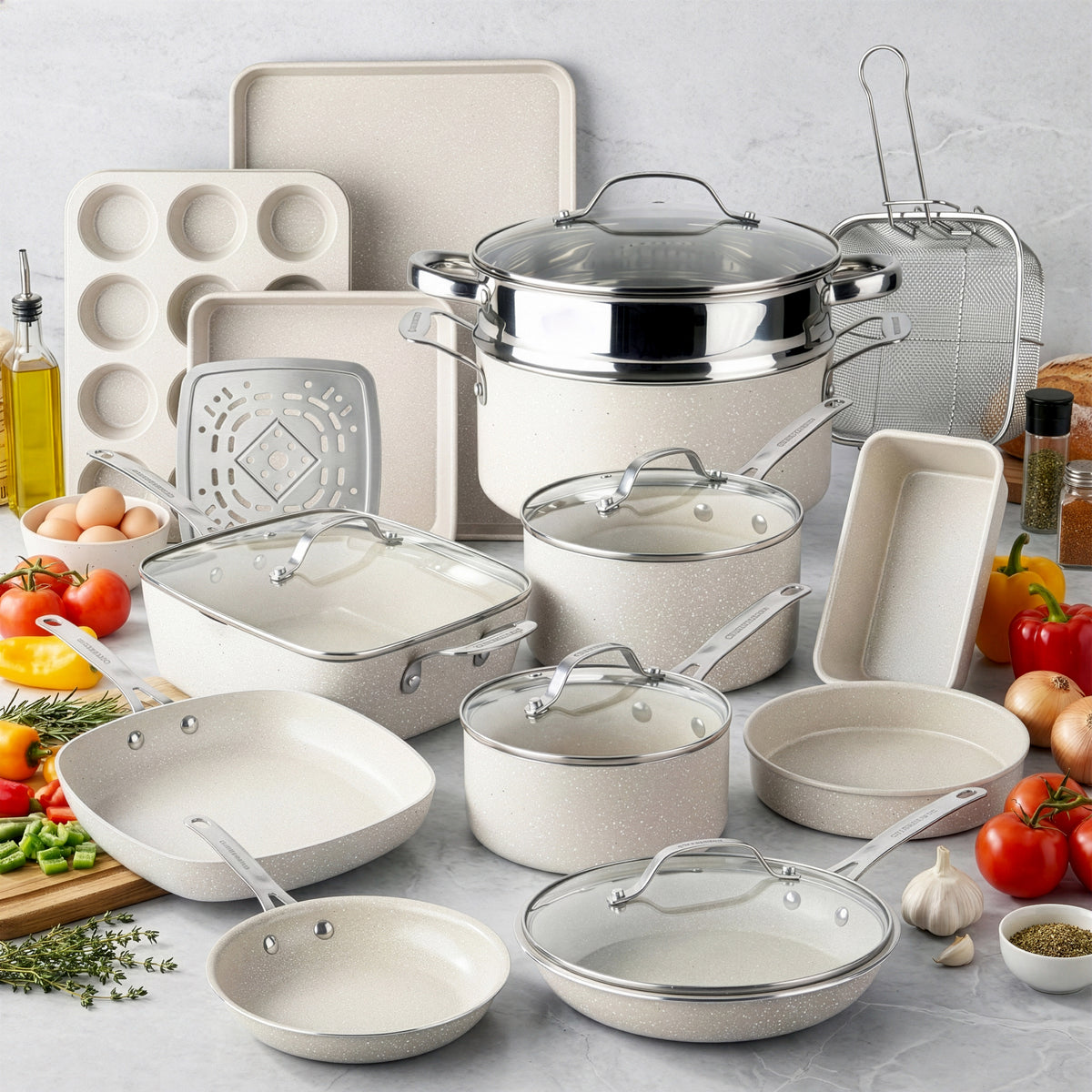 Granitestone Desert Collection 20 Piece Set with Utensils & Protectors