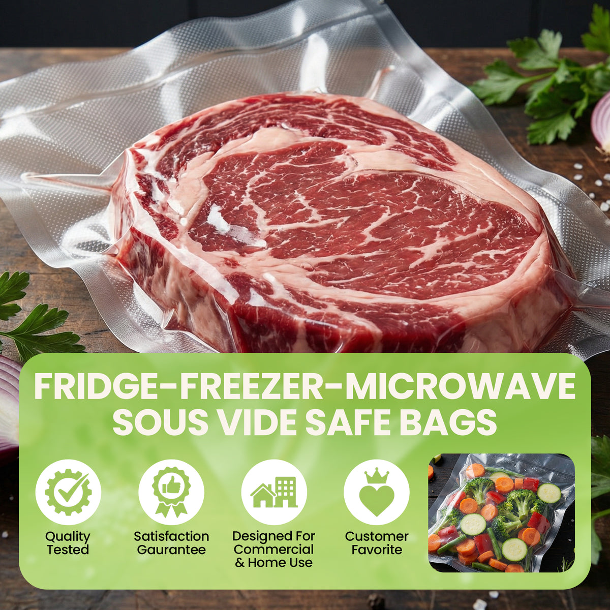 InstaSeal Vacuum Sealing Bags – Replacement Rolls & Pre-Cut Bags for Food Storage