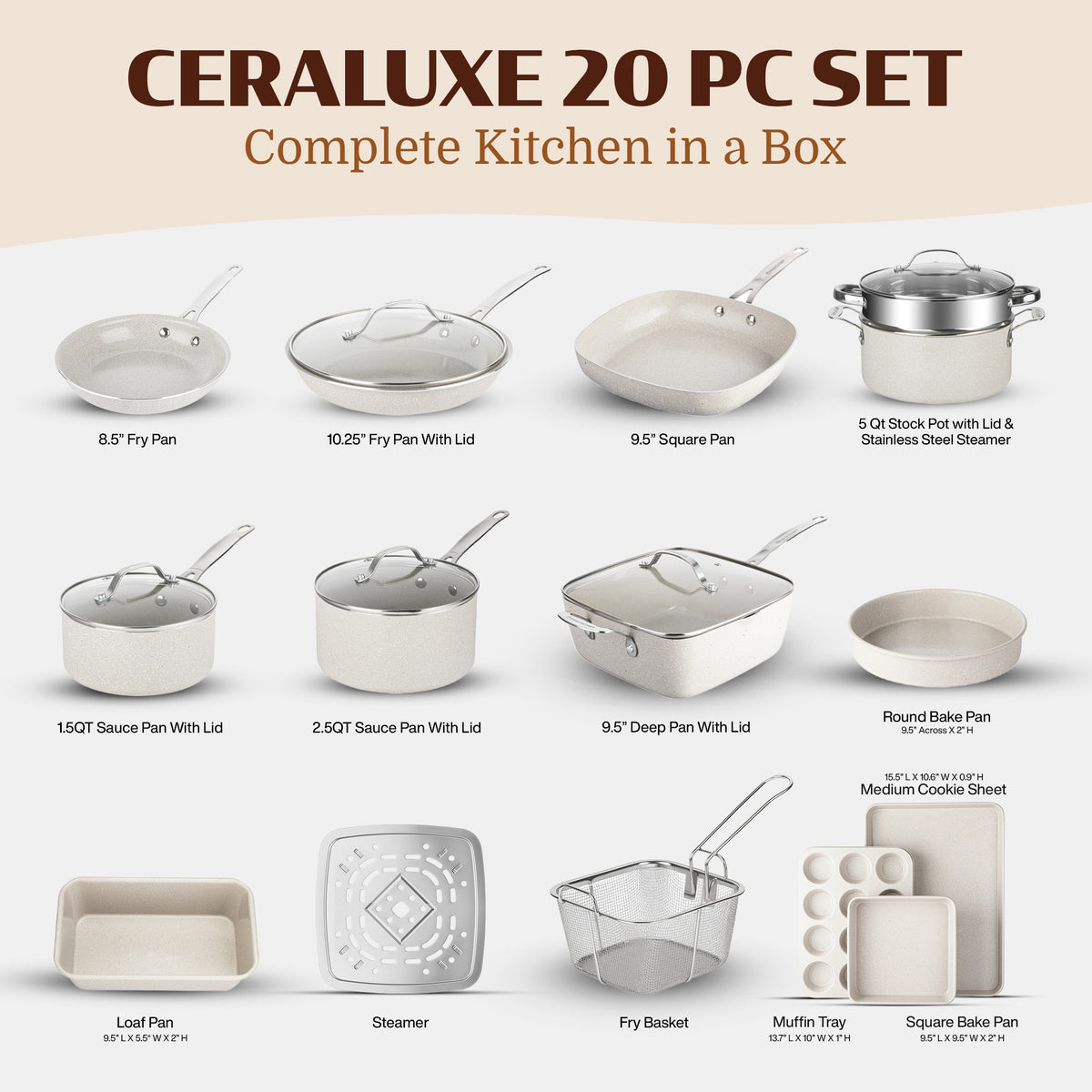 Granitestone Ceraluxe 20 Piece Kitchen in a Box