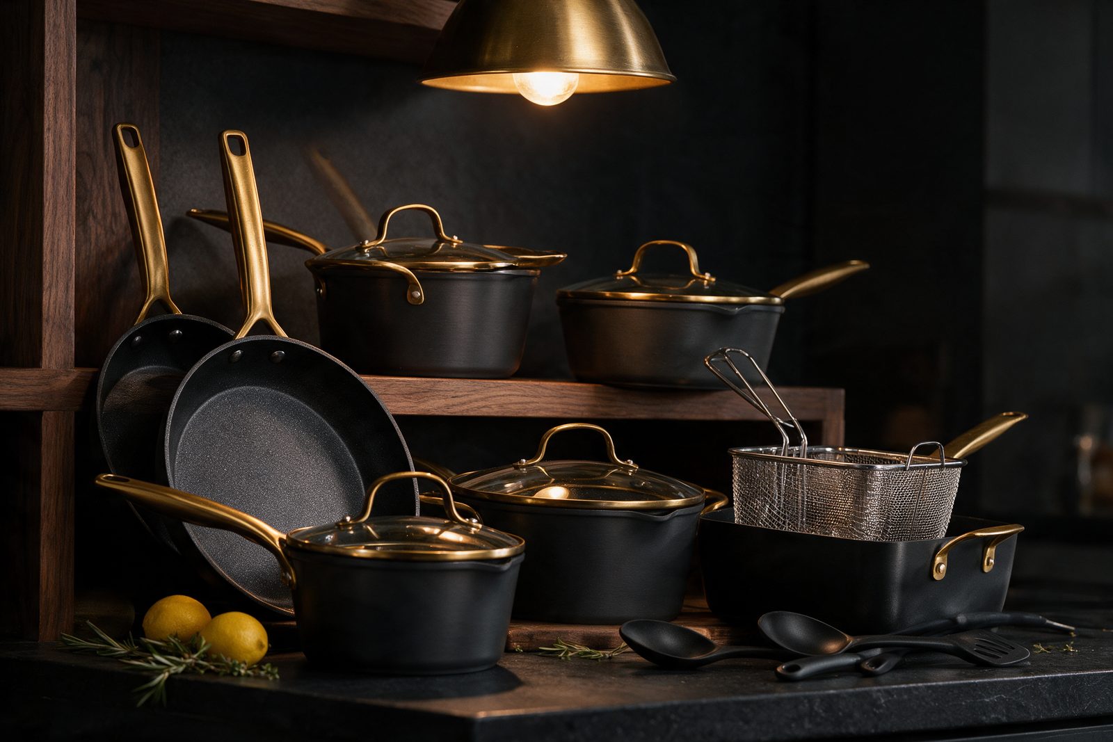 Armor Max cookware with gold handles