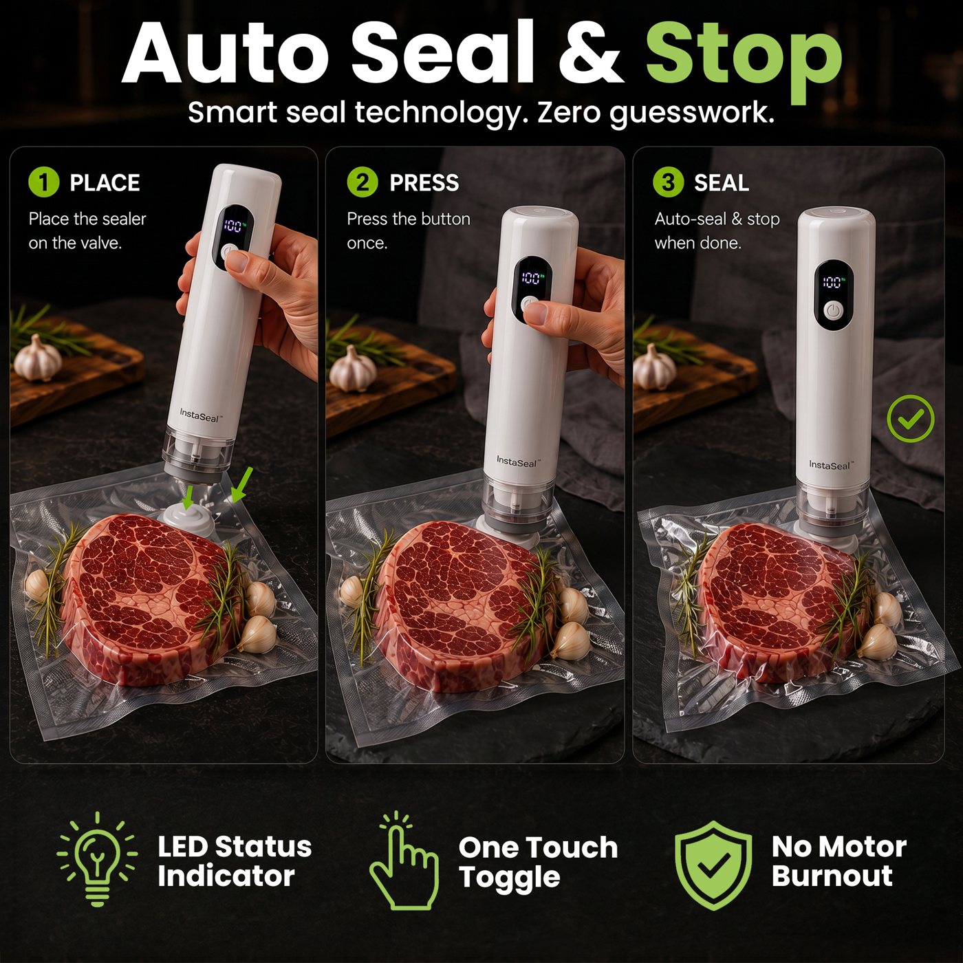 Place, press, seal steps infographic