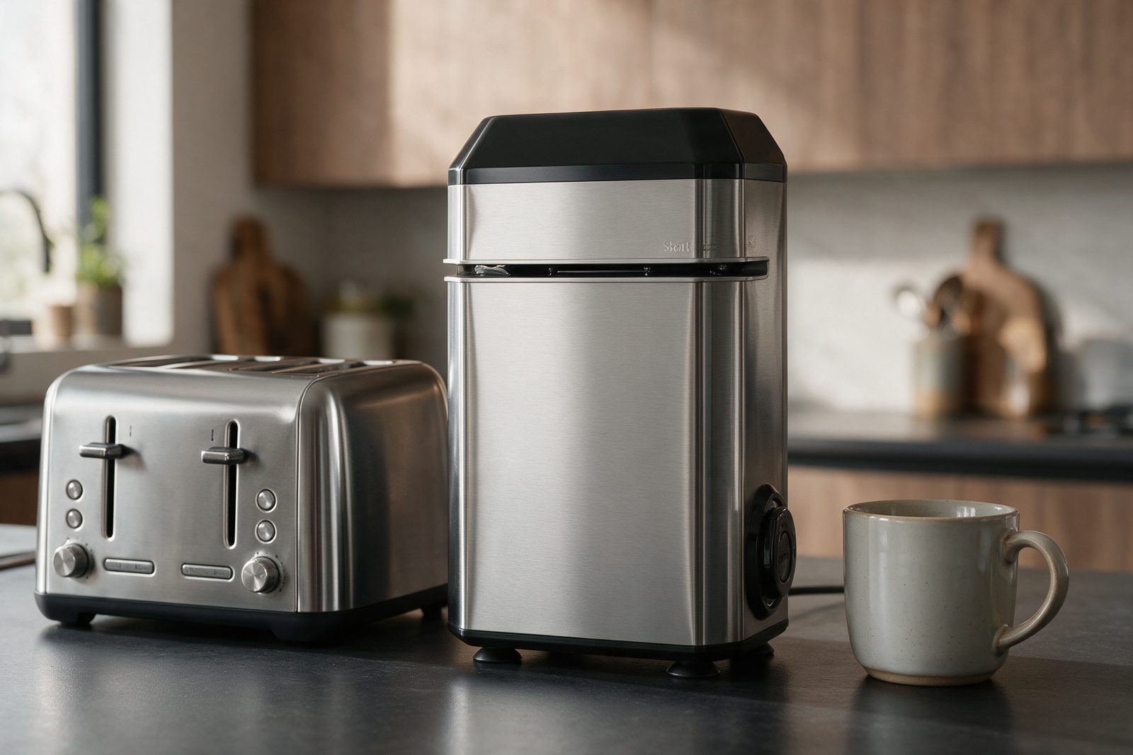 InstaSeal next to a toaster and a mug