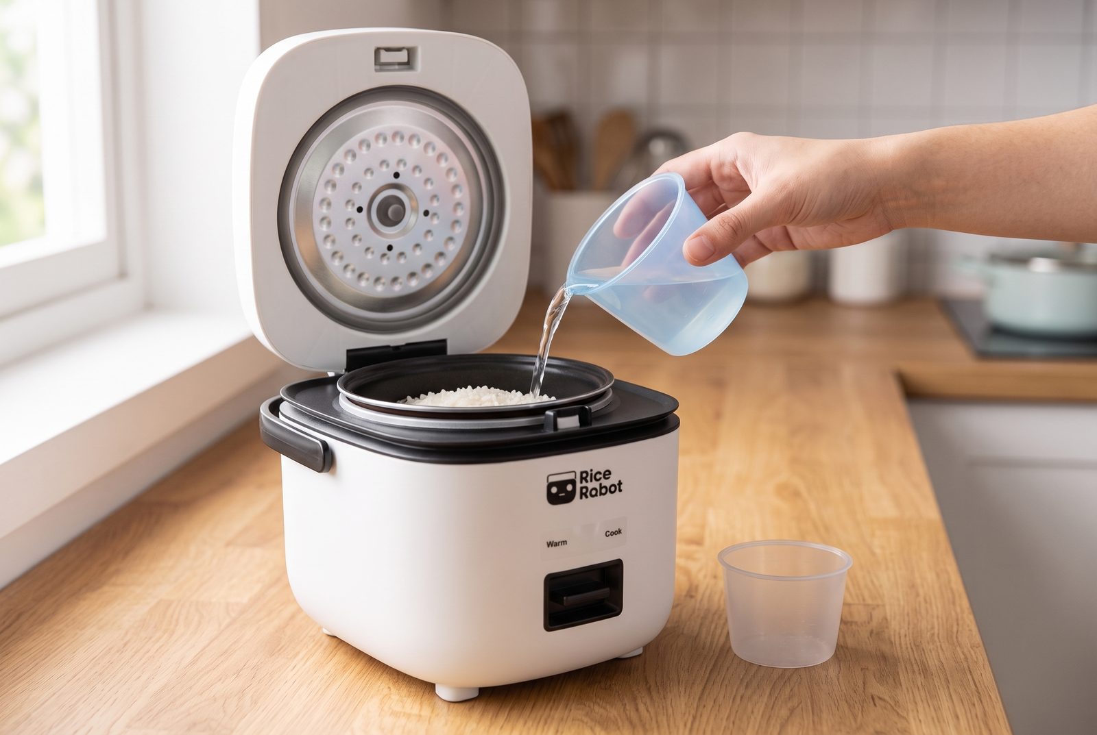 Pouring water from the water cup
