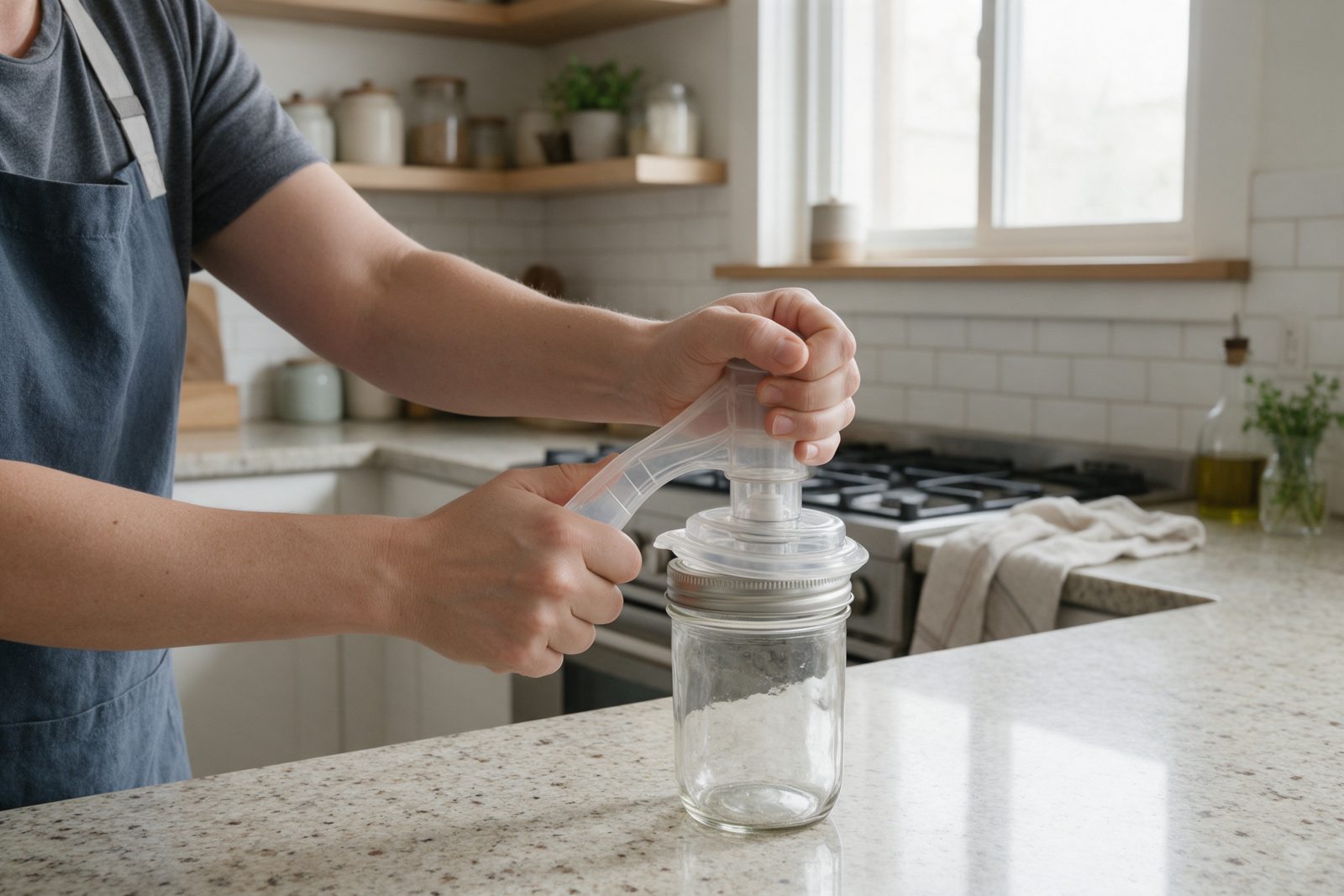 Struggling with a manual hand-pump jar sealer